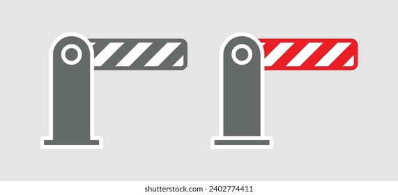 Barrier icons set. Entry barrier. Paid parking attribute. Symbol of access control or entry restrictions.