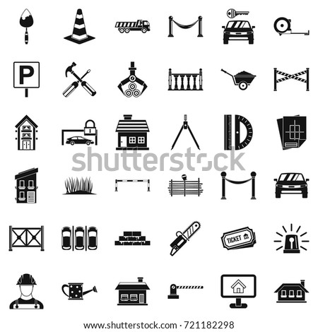 Barrier icons set. Simple style of 36 barrier vector icons for web isolated on white background