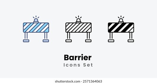 Barrier Icons thin line and glyph vector icon stock illustration