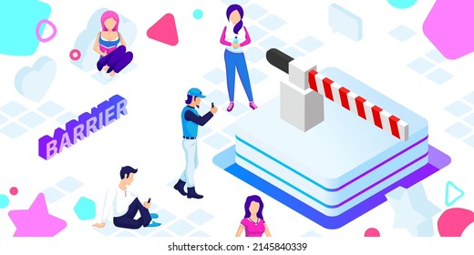 Barrier isometric design icon. Vector web illustration. 3d colorful concept