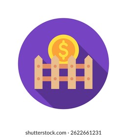 Icono de color plano redondeado de la mini ilustración de la barrera, uso para las guerras comerciales, economía, negocio, finanzas, competencia económica, UI, kit de UX, App y desarrollo del Web, digital o impreso.
