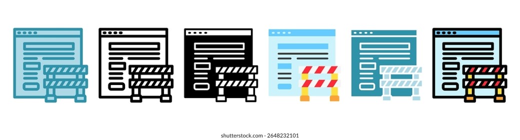 Barrera multi estilo, mini conjunto de iconos de ilustración. Vector para el concepto moderno, impresión, interfaz de usuario, kit UX, Web y desarrollo de App. Relacionado con la gestión de riesgos, negocios, finanzas.
