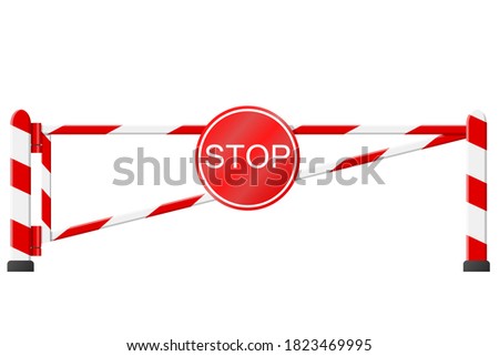 Barrier. New beautiful device for traffic control. Vector illustration for road traffic arvil textbooks, prints, websites and booklets.