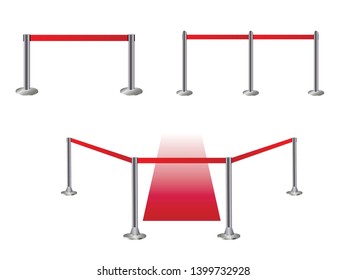 Barrier barrier on white, red fence, vector illustration of metal fencing.