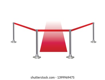 Barrier barrier on white, red fence, vector illustration of metal fencing.