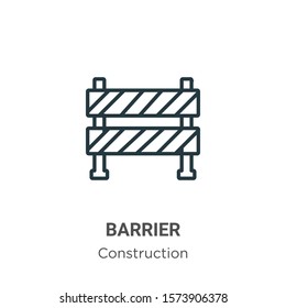 Barrier outline vector icon. Thin line black barrier icon, flat vector simple element illustration from editable construction concept isolated on white background