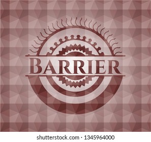 Barrier red emblem with geometric background. Seamless.