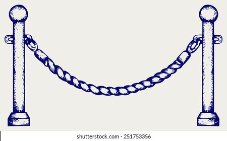 Barrier rope. Doodle style