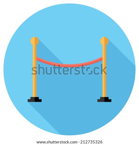 Barrier rope icon. Flat design style modern vector illustration. Isolated on stylish color background. Flat long shadow icon. Elements in flat design.