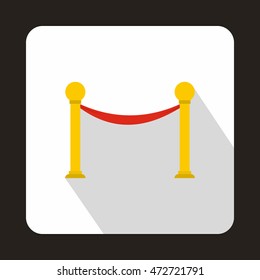 Barrier rope icon in flat style on a white background