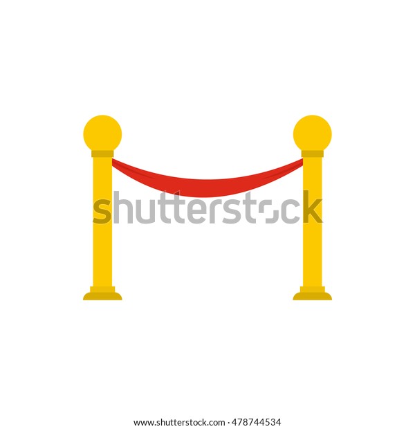 Barrier rope icon in flat style on a white\
background vector\
illustration