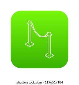 Barrier rope icon green vector isolated on white background