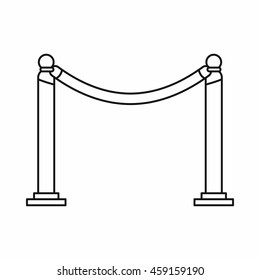 Barrier rope icon in outline style on a white background