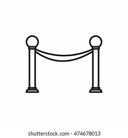 Barrier rope icon in outline style on a white background