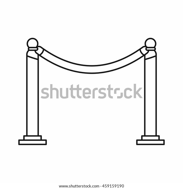 Barrier
rope icon in outline style on a white
background