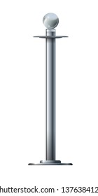 Barrier rope isolated on white. Silver luxury VIP concept 3d render.Red rope for exhibition pavilions and auto shows Vector illustration EPS 10.