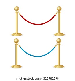 Barrier Rope Isolated on White Background. Vector illustration