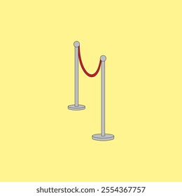 Barrier with rope and poles vector illustration. Fence for red carpet of exclusive event, awards concept.