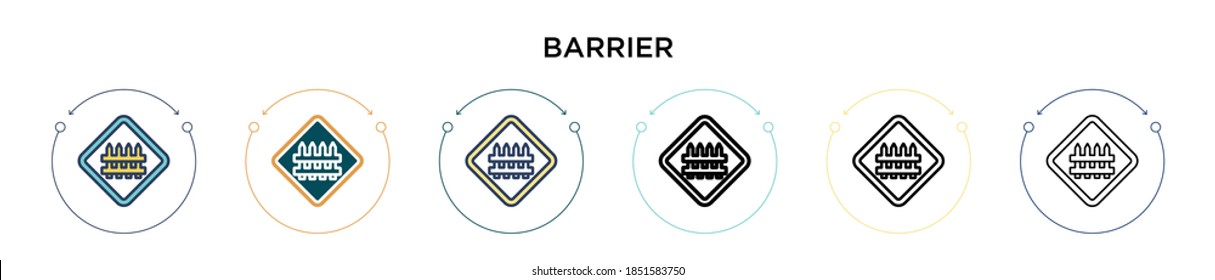 Barrier sign icon in filled, thin line, outline and stroke style. Vector illustration of two colored and black barrier sign vector icons designs can be used for mobile, ui, web