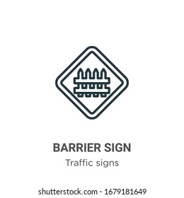 Barrier sign outline vector icon. Thin line black barrier sign icon, flat vector simple element illustration from editable traffic signs concept isolated stroke on white background