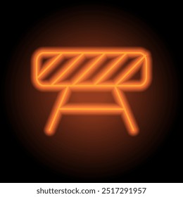 Barrier simple icon. Flat design. Orange neon on black background.ai