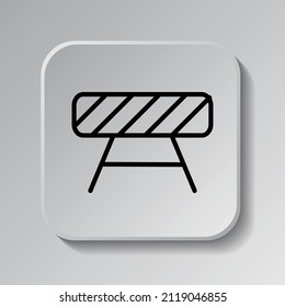 Barrier simple icon. Flat desing. Black icon on square button with shadow. Grey background.ai