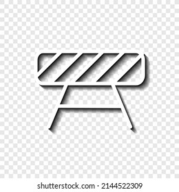 Barrier simple icon. Flat desing. White with shadow on transparent grid.ai