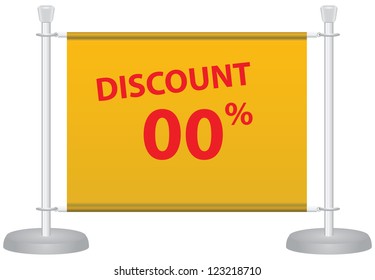 Barrier in the store showing discounts. Vector illustration.