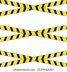 Barrier Tape isolated white background. Black and yellow Caution Tape template design. Vector illustration can used warning dangerous hazard line. EPS 10