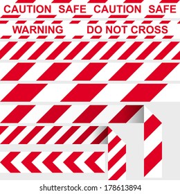 Barrier tape. Restrictive tape red and white colors.