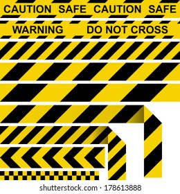 Barrier tape. Restrictive tape yellow and black colors.