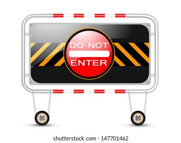 Barrier with traffic sign vector on a white background
