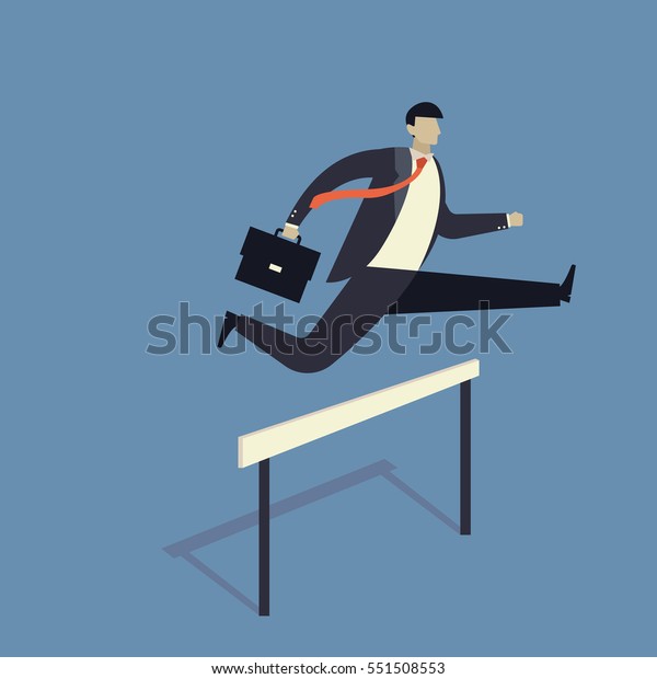 Barrier Victorybusinessman Jumping Successbusiness Concepts Vector ...