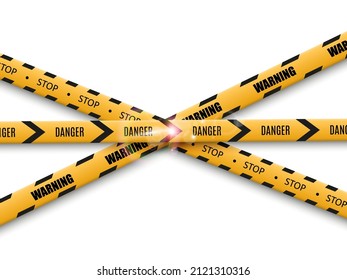 Barrier warning tape on transparent background. Vector illustration.