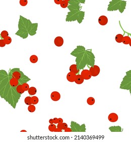 Barries summer pattern. Red currant. Collection of berries. Vector illustration of red berries for design menus, recipes and packages product.