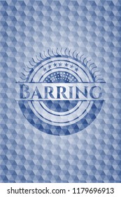 Barring blue badge with geometric pattern background.