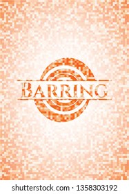 Barring orange mosaic emblem with background