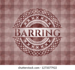 Barring red seamless polygonal badge.