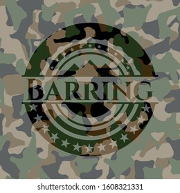 Barring written on a camouflage texture. Vector Illustration. Detailed.