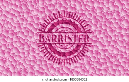 Barrister pink emblem with bubbles background. Vintage. Vector Illustration. Detailed. 