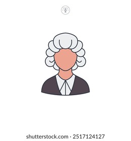 Barrister Wig icon symbol vector illustration isolated on white background