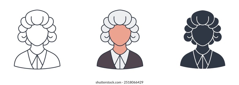 Barrister Wig icon symbol vector illustration isolated on white background