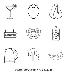 Barroom icons set. Outline set of 9 barroom vector icons for web isolated on white background