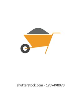 Barrow cart, wheelbarrow icon in color icon, isolated on white background 