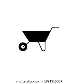 Barrow cart, wheelbarrow icon in solid black flat shape glyph icon, isolated on white background 