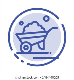 Barrow, Garden, Trolley, Truck, Wheelbarrow Blue Dotted Line Line Icon. Vector Icon Template background