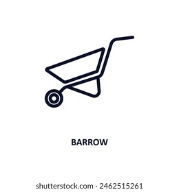 barrow icon. Thin line barrow icon from agriculture and farm collection. Outline vector isolated on white background. Editable barrow symbol can be used web and mobile