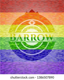 Barrow on mosaic background with the colors of the LGBT flag