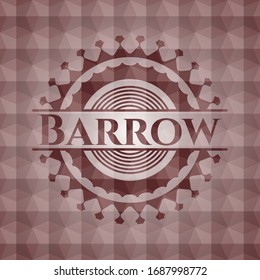 Barrow red emblem with geometric pattern background. Seamless.