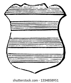 Barry Ordinary is a field divided transversely into several equal parts, vintage line drawing or engraving illustration.